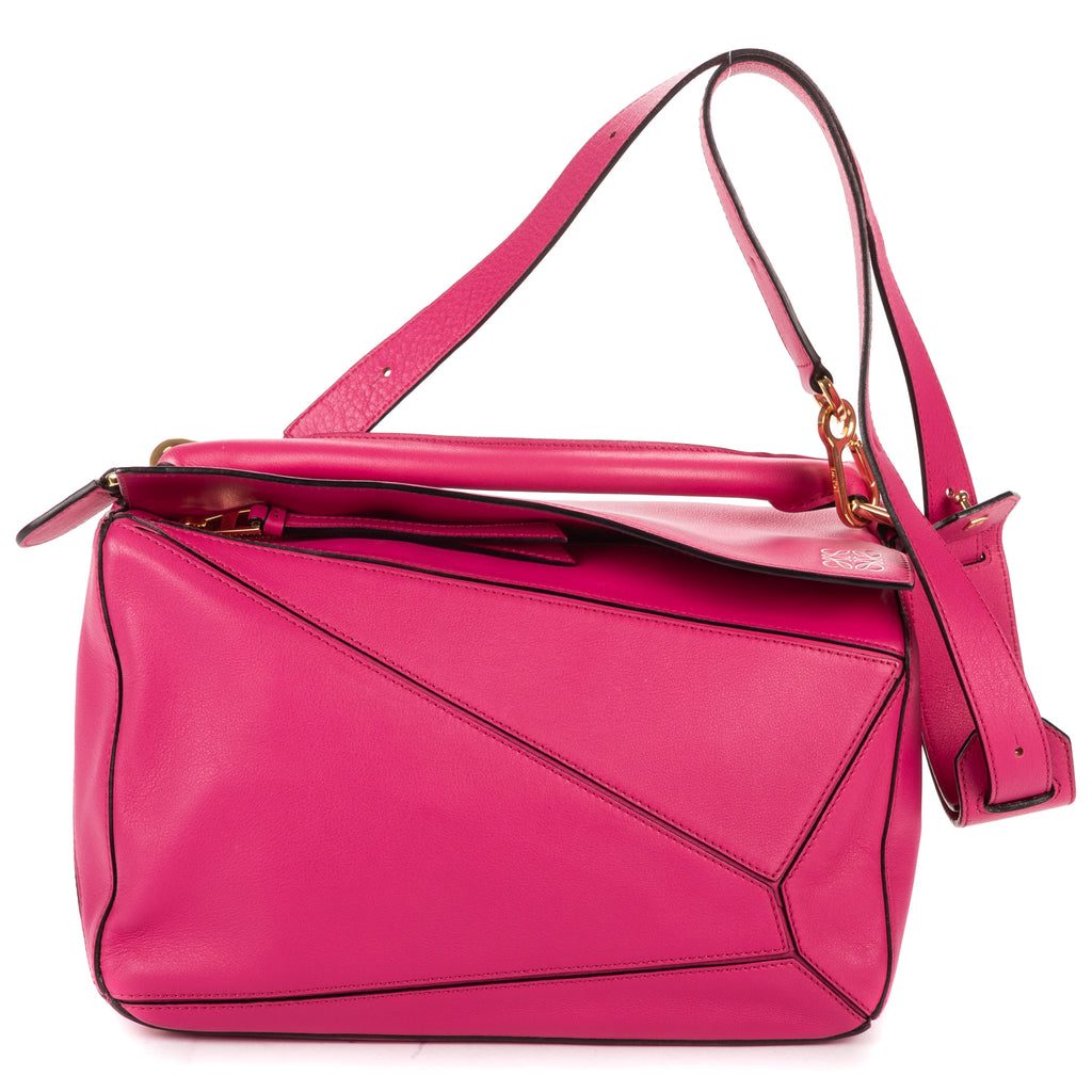 Shoulder Bag Medium Puzzle Bag Medium Pink Pebbled Calfskin Leather