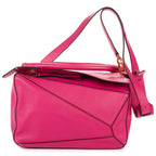 Shoulder Bag Medium Puzzle Bag Medium Pink Pebbled Calfskin Leather