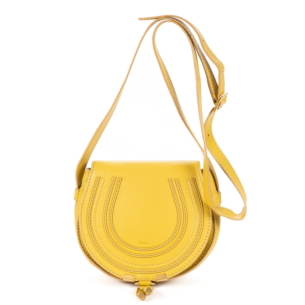 Shoulder Bag Marcie Mini Flap Bag Mini Yellow Pebbled Calfskin Leather