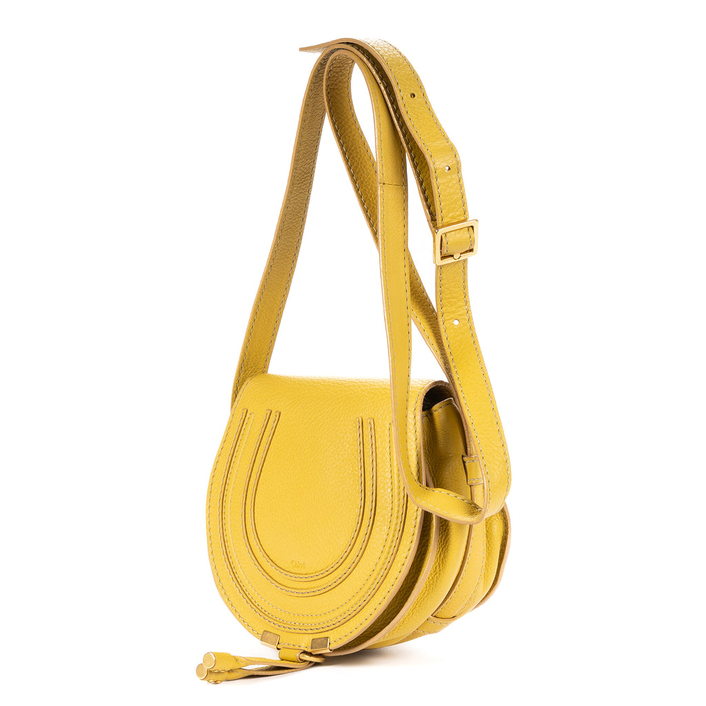 Shoulder Bag Marcie Mini Flap Bag Mini Yellow Pebbled Calfskin Leather