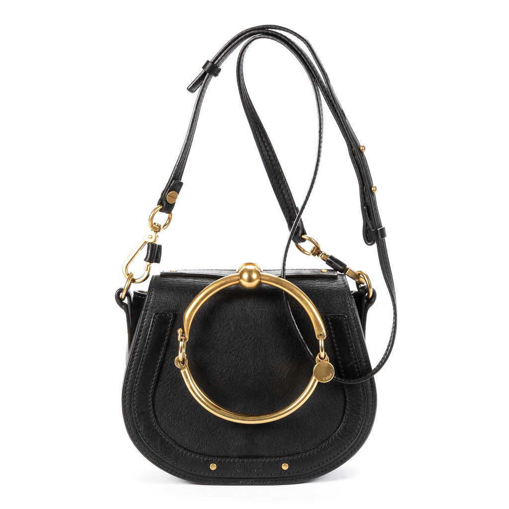 Shoulder Bag Small Nile Bracelet Bag Small Black Calfskin Leather