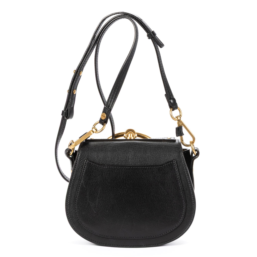 Shoulder Bag Small Nile Bracelet Bag Small Black Calfskin Leather