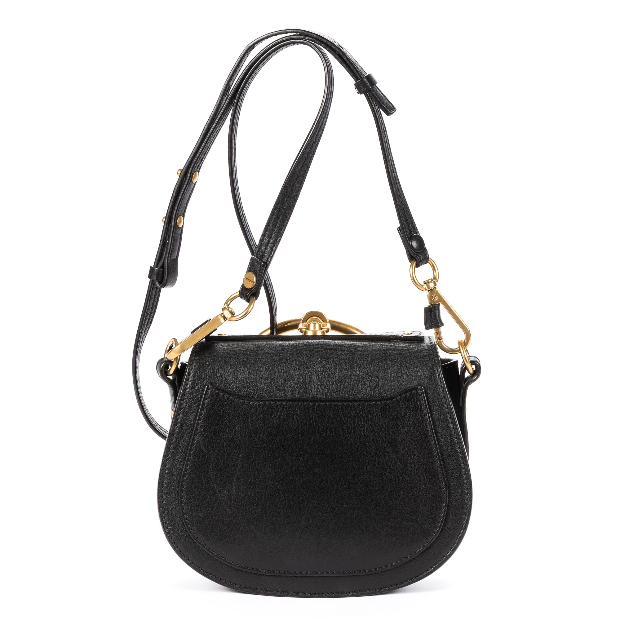 Shoulder Bag Small Nile Bracelet Bag Small Black Calfskin Leather