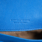 Wallet Flap Continental Blue Intrecciato Calfskin Leather