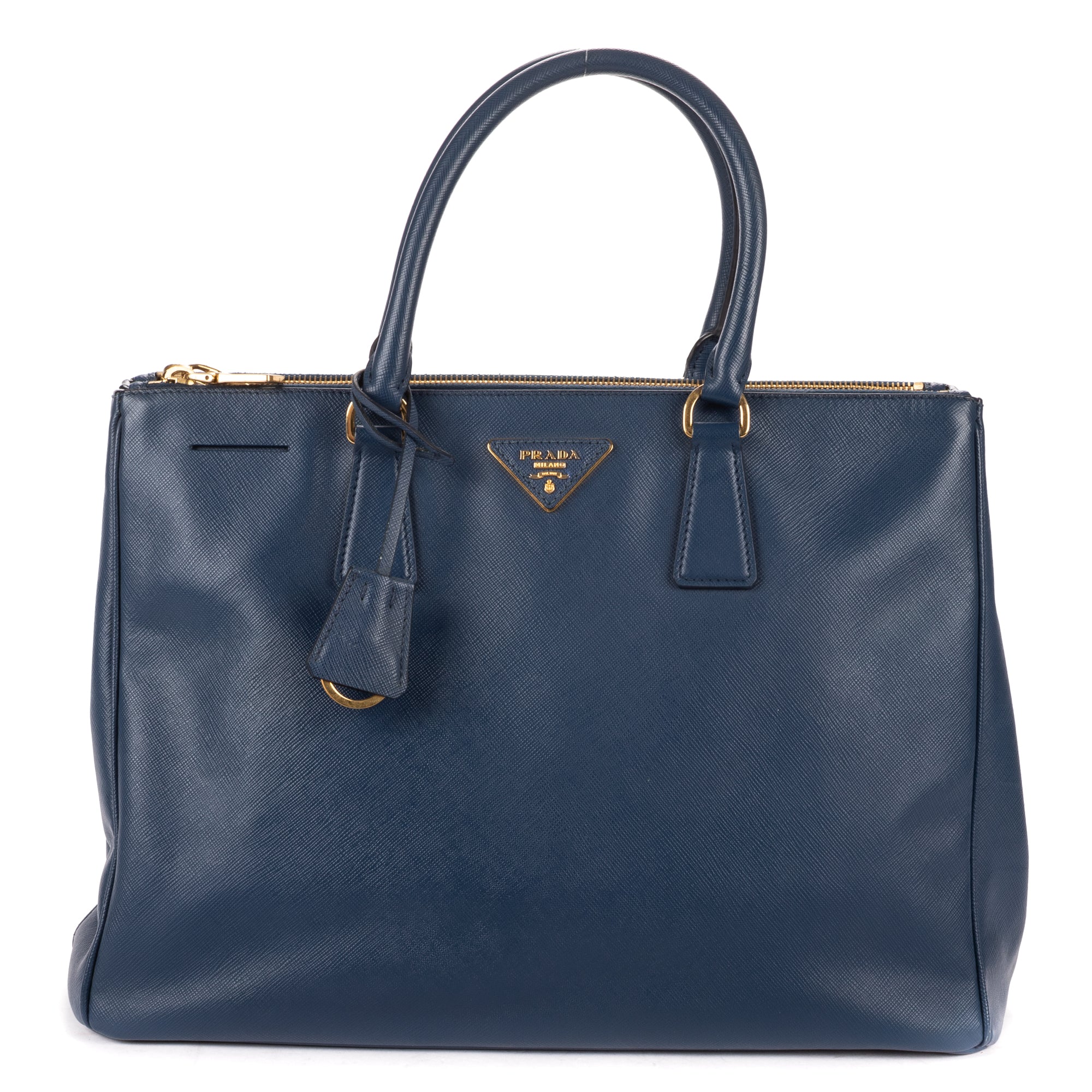 Handbag Medium Galleria Double Zip Tote Medium Navy Saffiano Leather