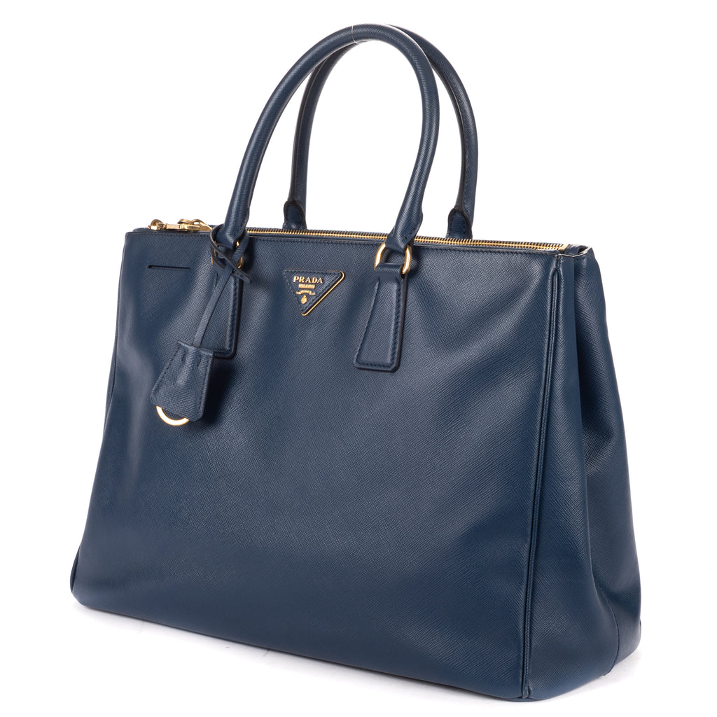 Handbag Medium Galleria Double Zip Tote Medium Navy Saffiano Leather