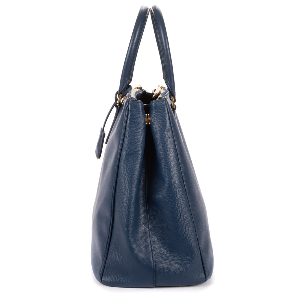 Handbag Medium Galleria Double Zip Tote Medium Navy Saffiano Leather