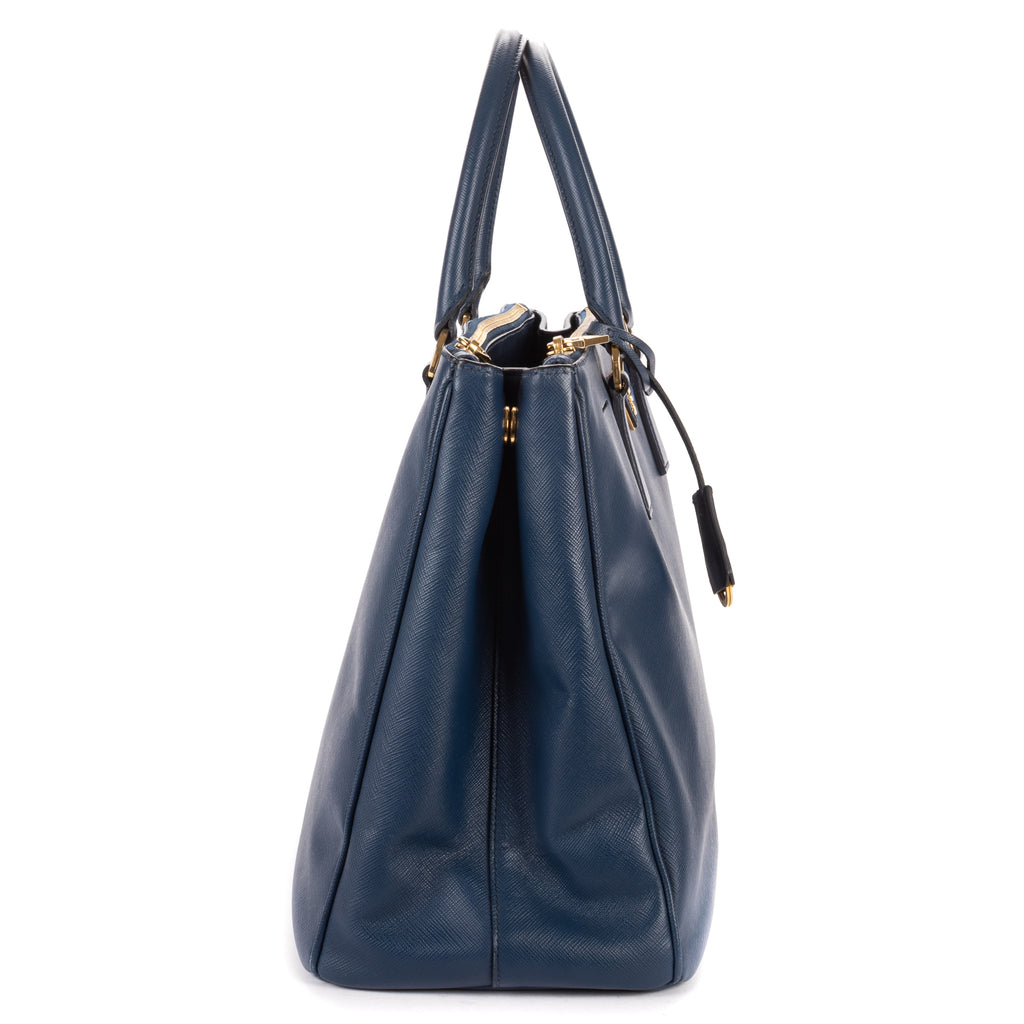 Handbag Medium Galleria Double Zip Tote Medium Navy Saffiano Leather