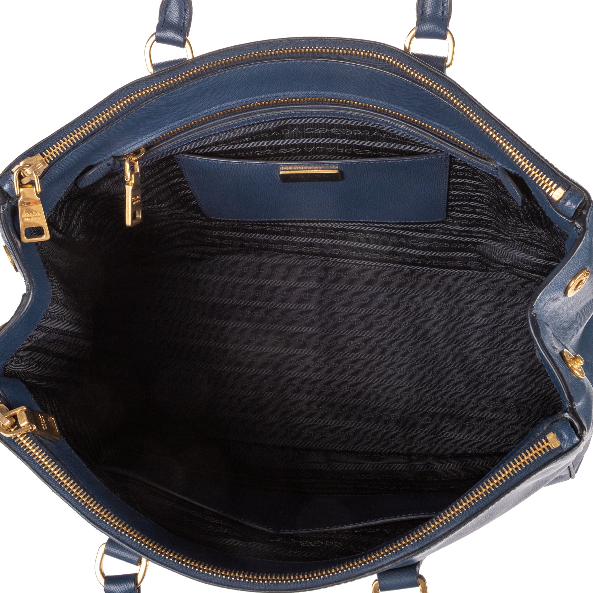 Handbag Medium Galleria Double Zip Tote Medium Navy Saffiano Leather