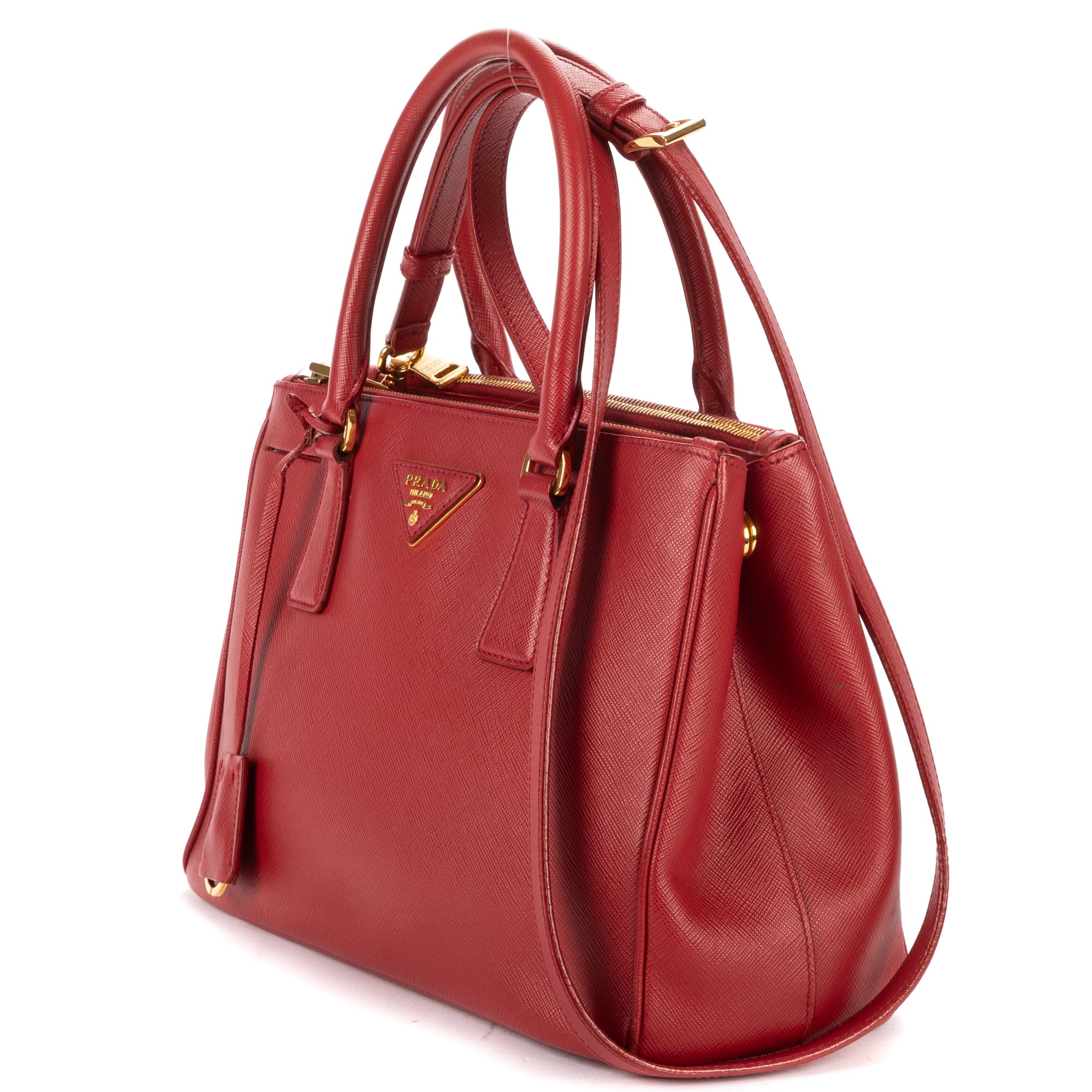 Shoulder Bag Small Galleria Double Zip Tote Small Red Saffiano Leather