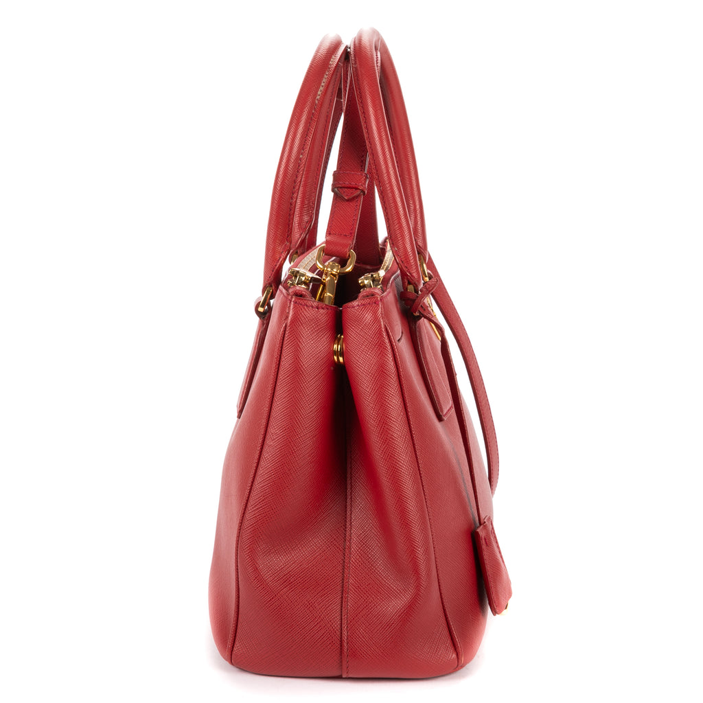 Shoulder Bag Small Galleria Double Zip Tote Small Red Saffiano Leather
