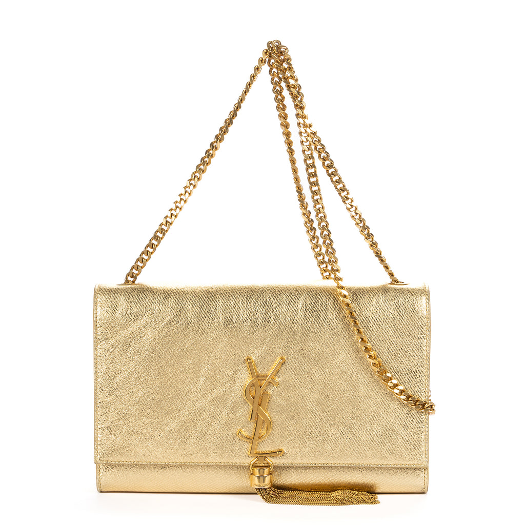Shoulder Bag Medium Kate Wallet on Chain Medium Metallic Gold Pebbled Calfskin Leather