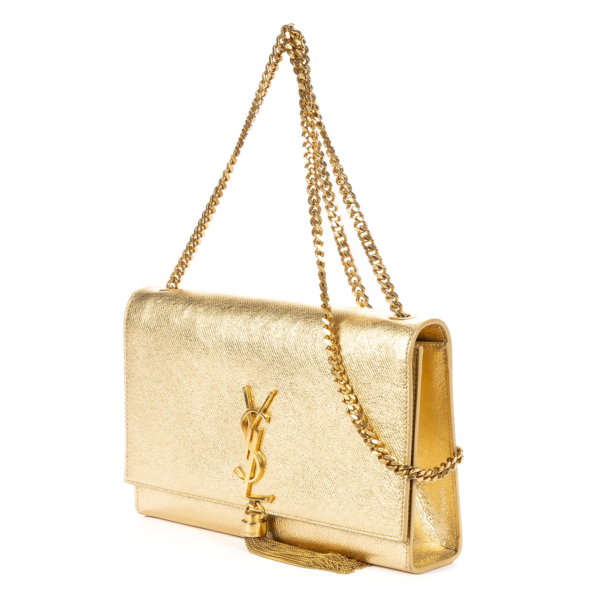 Shoulder Bag Medium Kate Wallet on Chain Medium Metallic Gold Pebbled Calfskin Leather