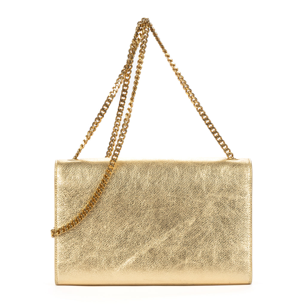 Shoulder Bag Medium Kate Wallet on Chain Medium Metallic Gold Pebbled Calfskin Leather