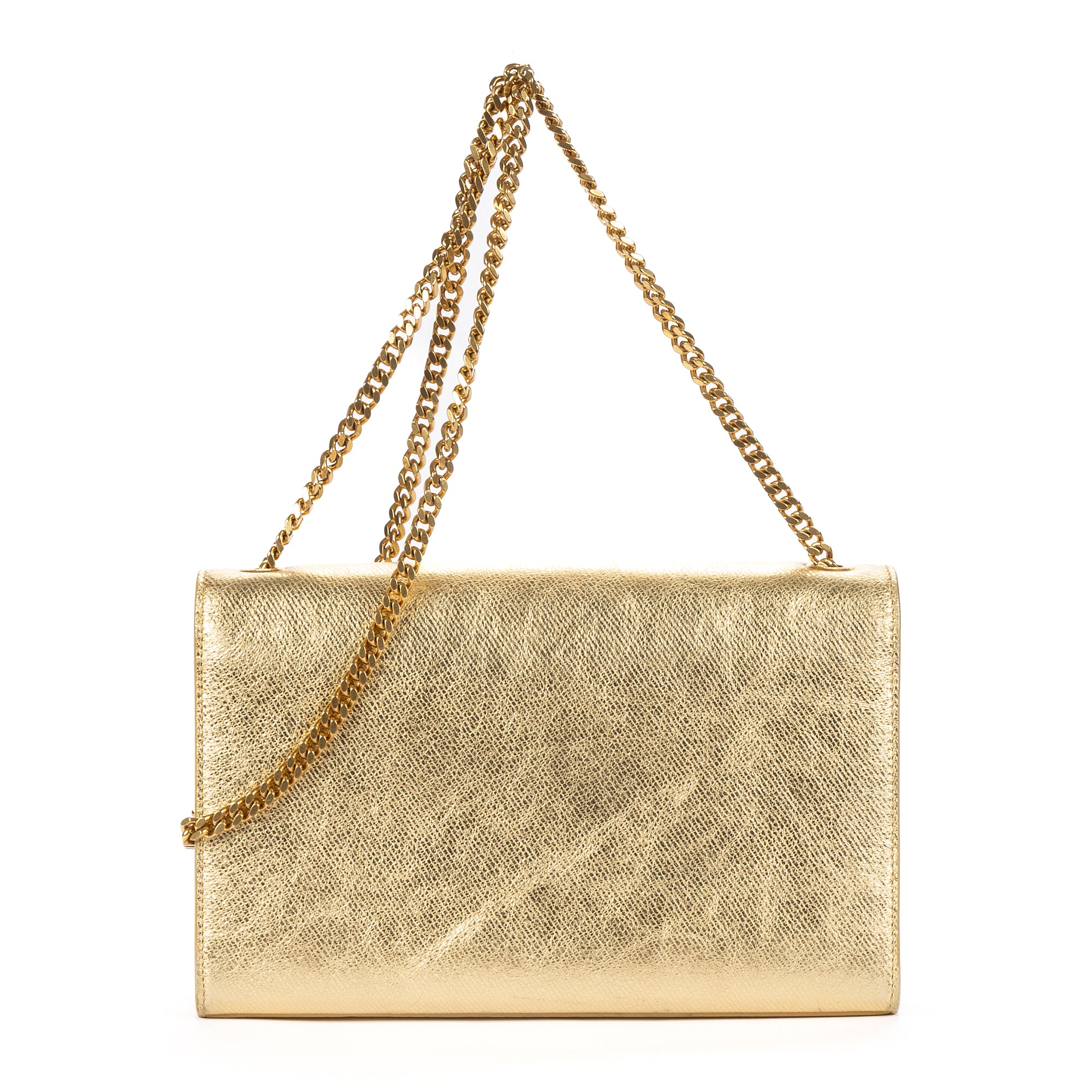 Shoulder Bag Medium Kate Wallet on Chain Medium Metallic Gold Pebbled Calfskin Leather