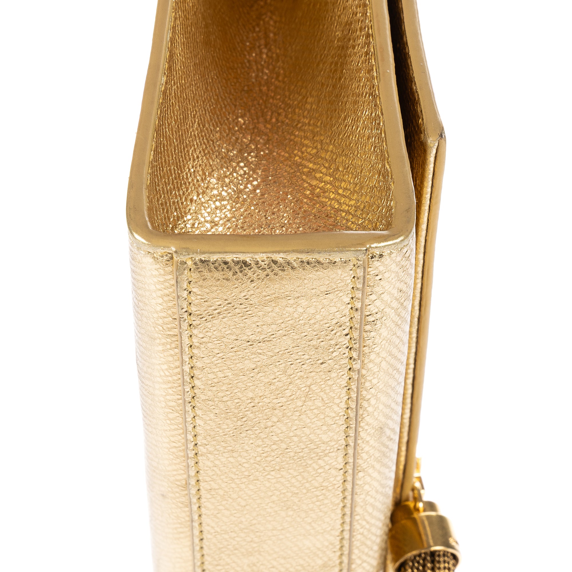Shoulder Bag Medium Kate Wallet on Chain Medium Metallic Gold Pebbled Calfskin Leather