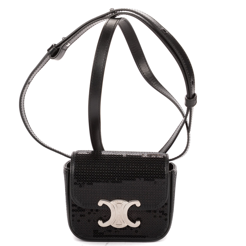 Shoulder Bag Mini Claude Mini Black Sequin Calfskin Leather
