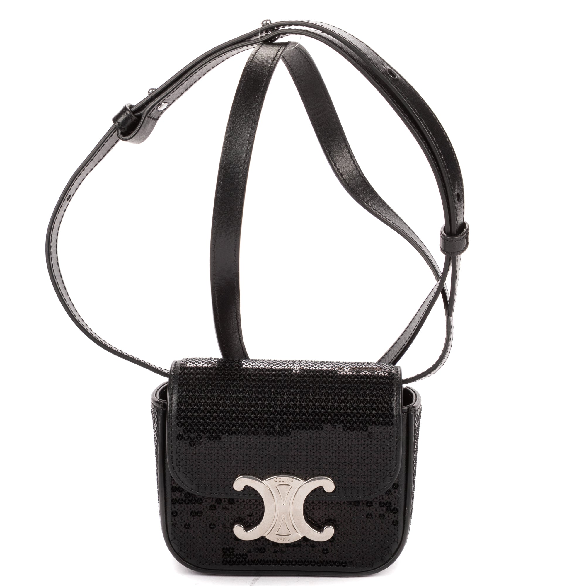 Shoulder Bag Mini Claude Mini Black Sequin Calfskin Leather