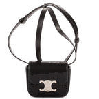 Bolso de Hombro Mini Claude Mini Cuero de Ternera con Lentejuelas Negras