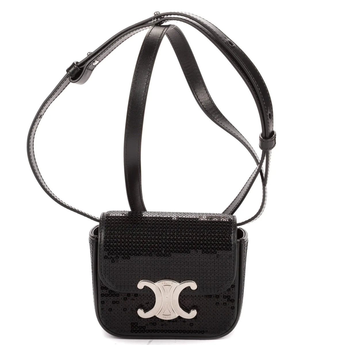 Shoulder Bag Mini Claude Mini Black Sequin Calfskin Leather
