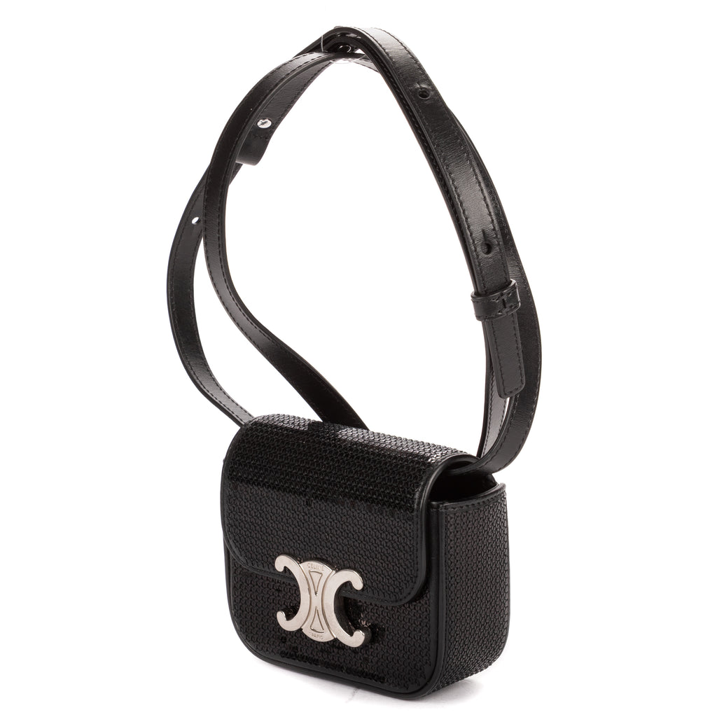 Shoulder Bag Mini Claude Mini Black Sequin Calfskin Leather