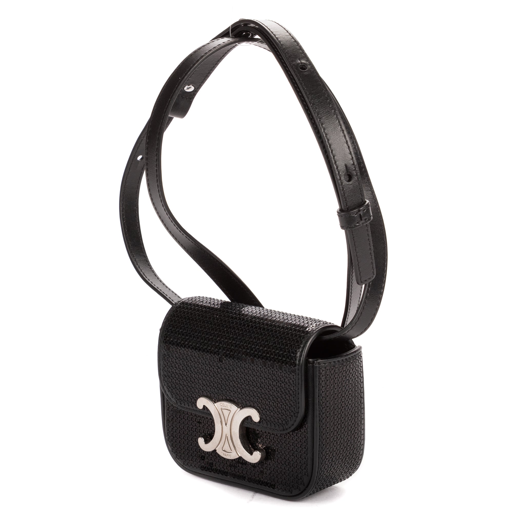 Shoulder Bag Mini Claude Mini Black Sequin Calfskin Leather