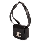 Bolso de Hombro Mini Claude Mini Cuero de Ternera con Lentejuelas Negras