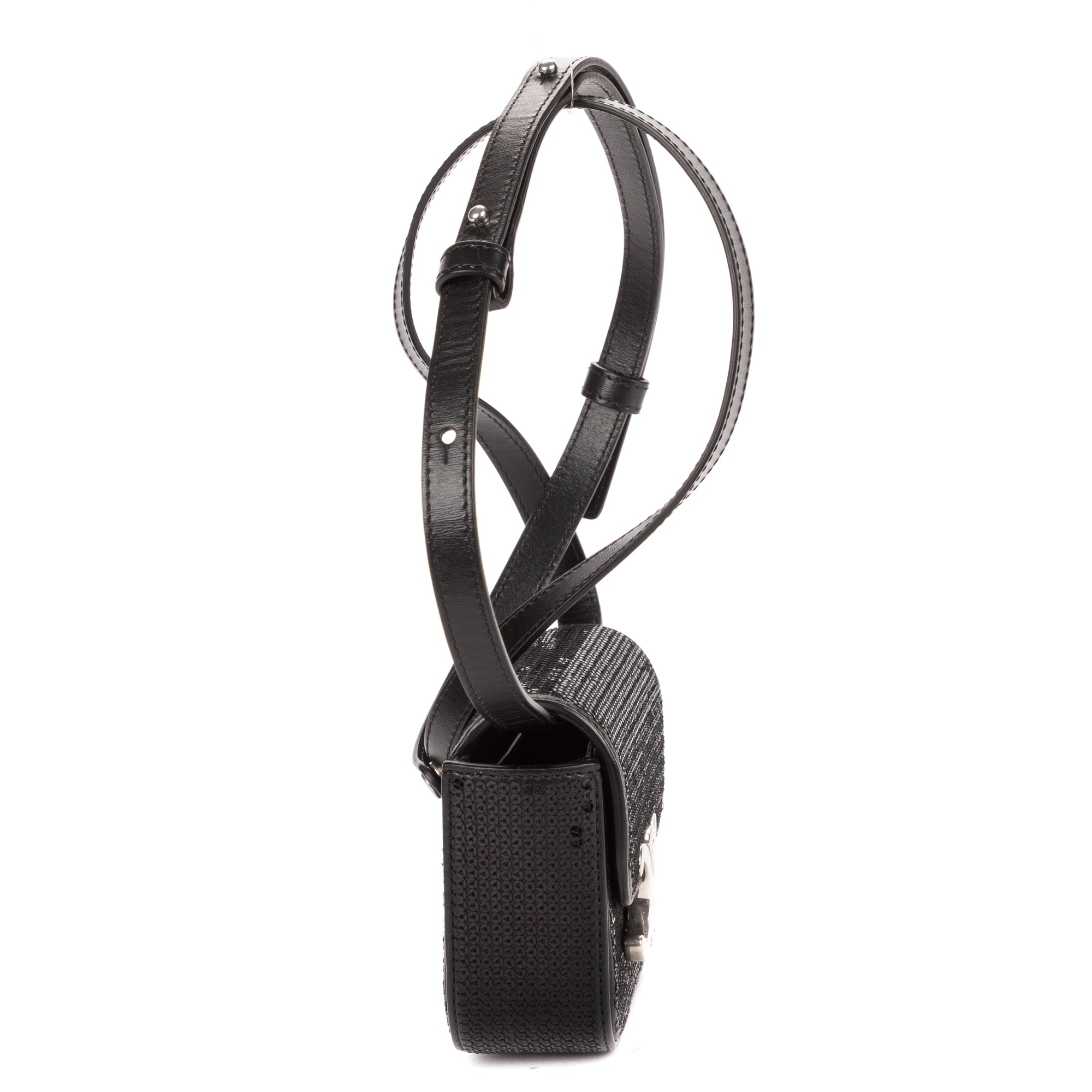 Shoulder Bag Mini Claude Mini Black Sequin Calfskin Leather