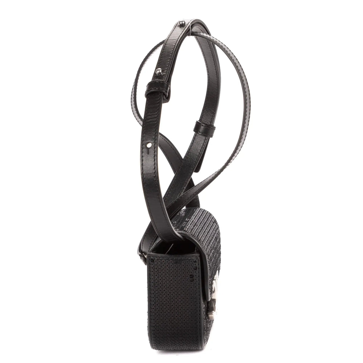 Shoulder Bag Mini Claude Mini Black Sequin Calfskin Leather