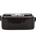Bolso de Hombro Mini Claude Mini Cuero de Ternera con Lentejuelas Negras