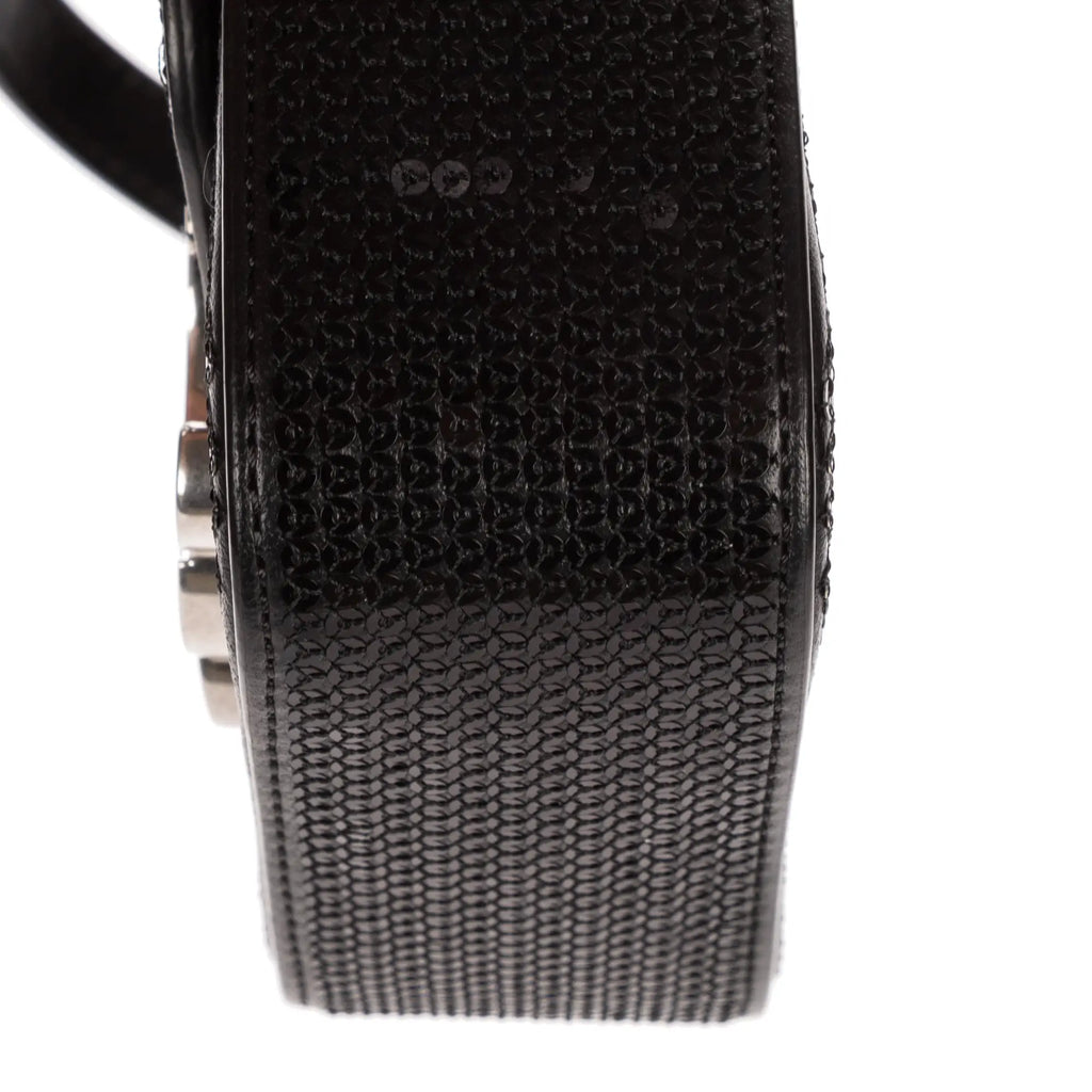 Bolso de Hombro Mini Claude Mini Cuero de Ternera con Lentejuelas Negras