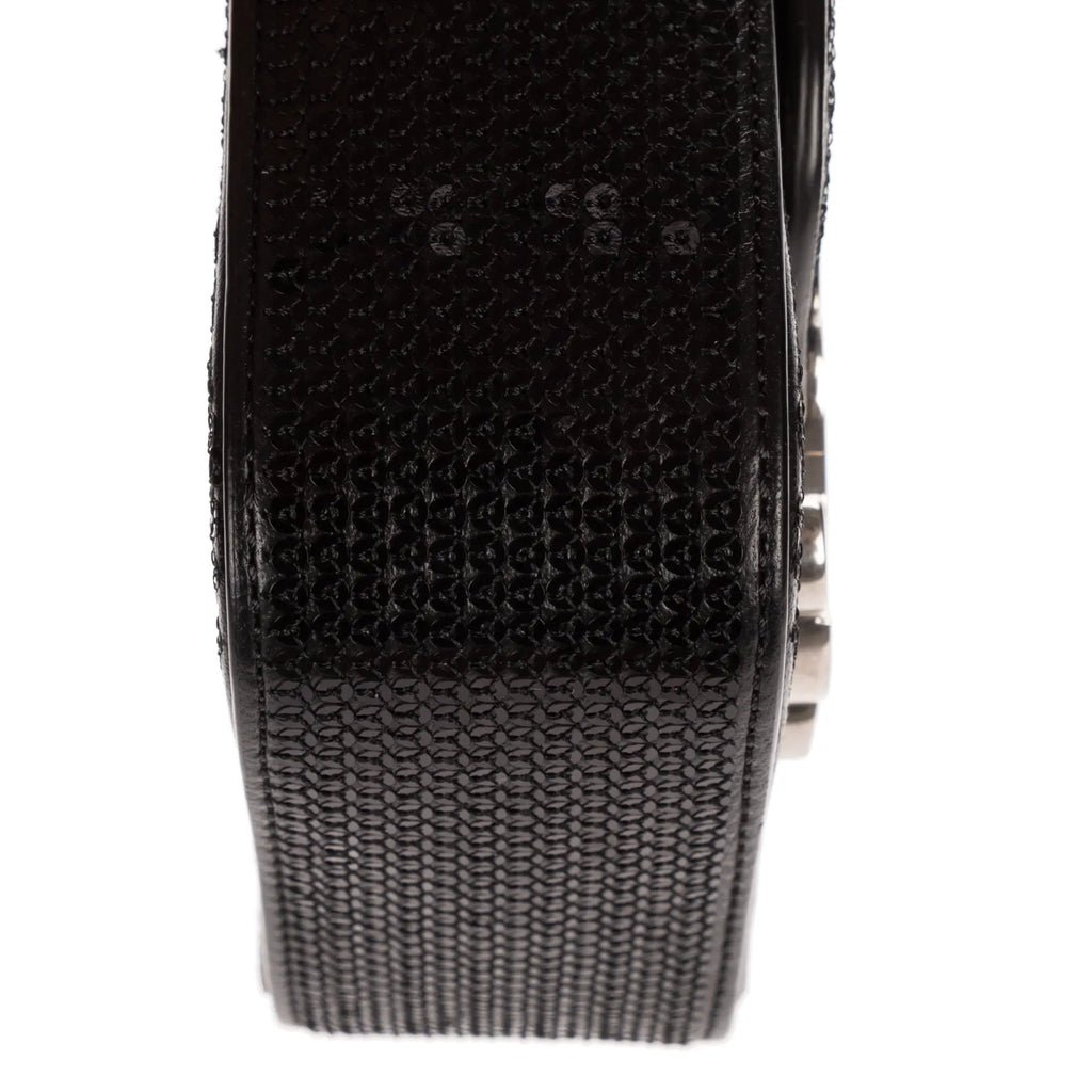 Bolso de Hombro Mini Claude Mini Cuero de Ternera con Lentejuelas Negras