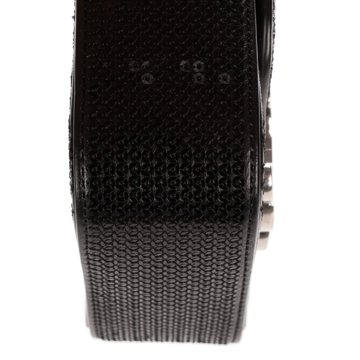 Bolso de Hombro Mini Claude Mini Cuero de Ternera con Lentejuelas Negras