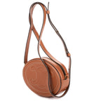 Shoulder Bag Oval Crossbody Tan Smooth Calfskin Leather