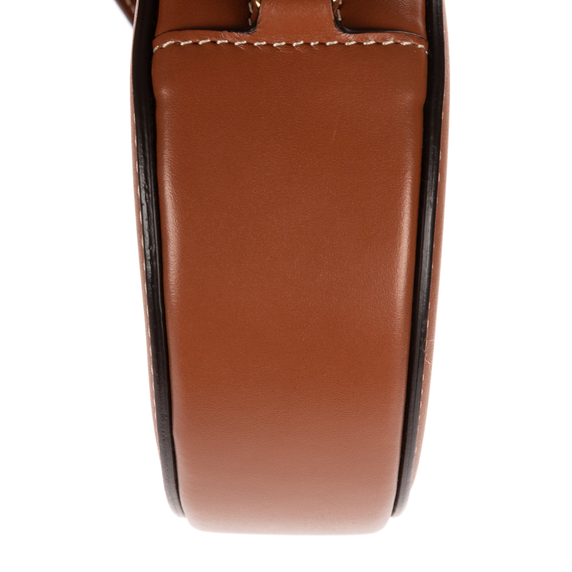 Shoulder Bag Oval Crossbody Tan Smooth Calfskin Leather