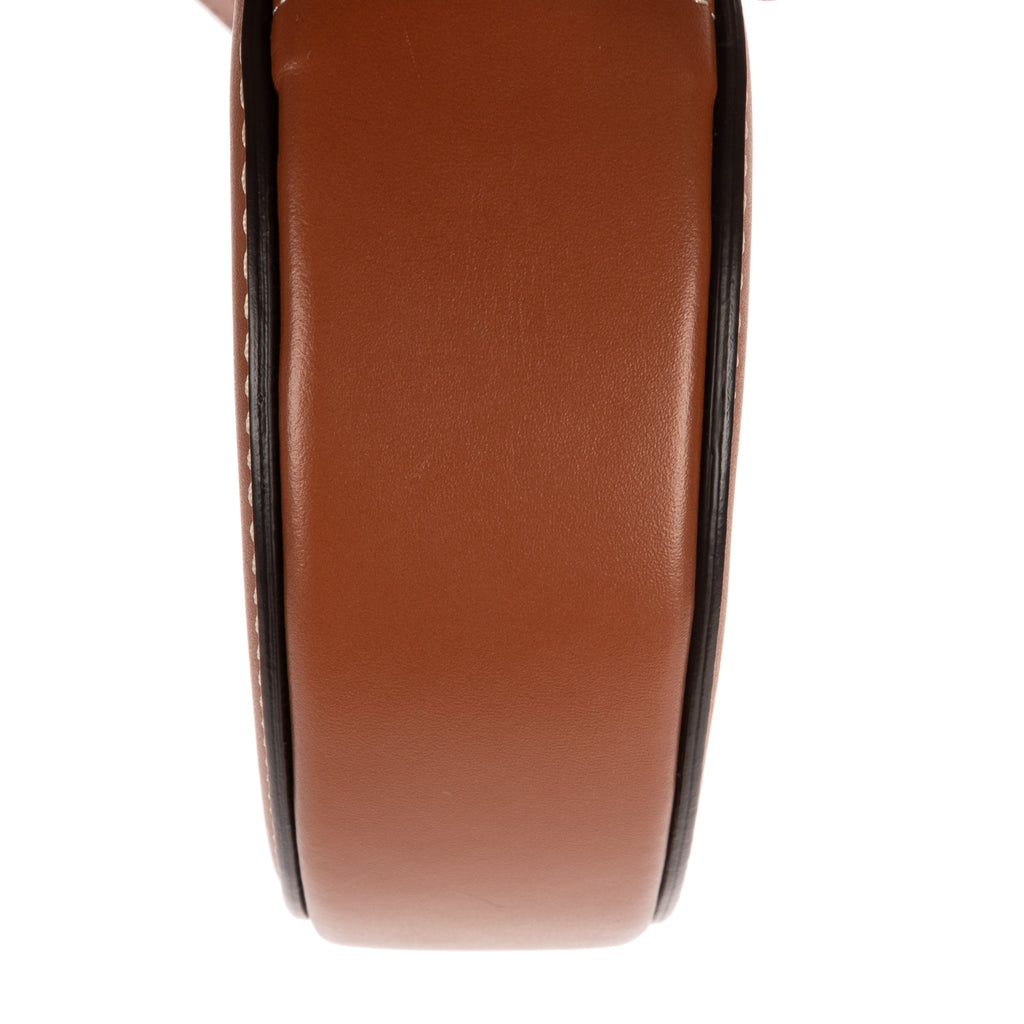 Shoulder Bag Oval Crossbody Tan Smooth Calfskin Leather