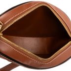 Shoulder Bag Oval Crossbody Tan Smooth Calfskin Leather