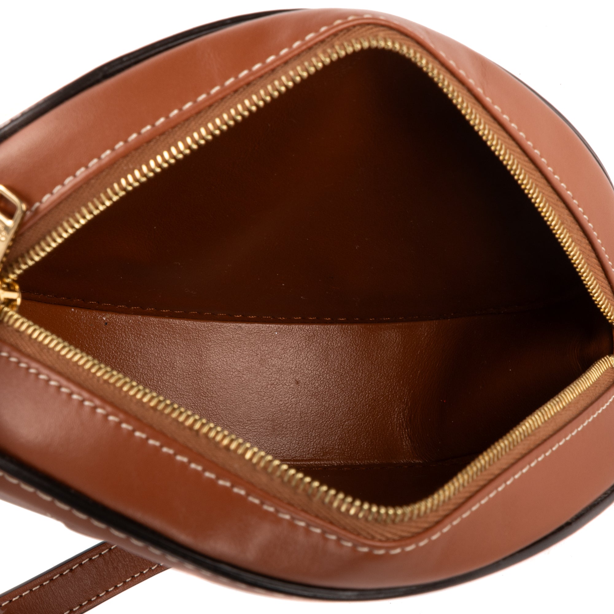 Shoulder Bag Oval Crossbody Tan Smooth Calfskin Leather