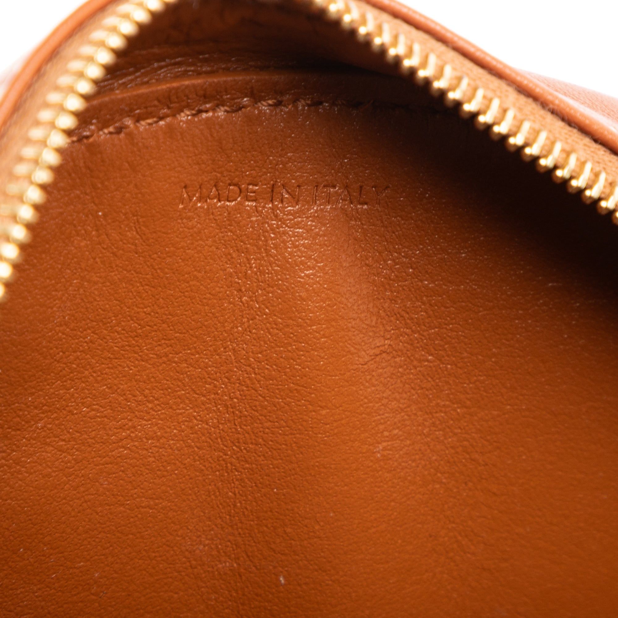 Shoulder Bag Oval Crossbody Tan Smooth Calfskin Leather