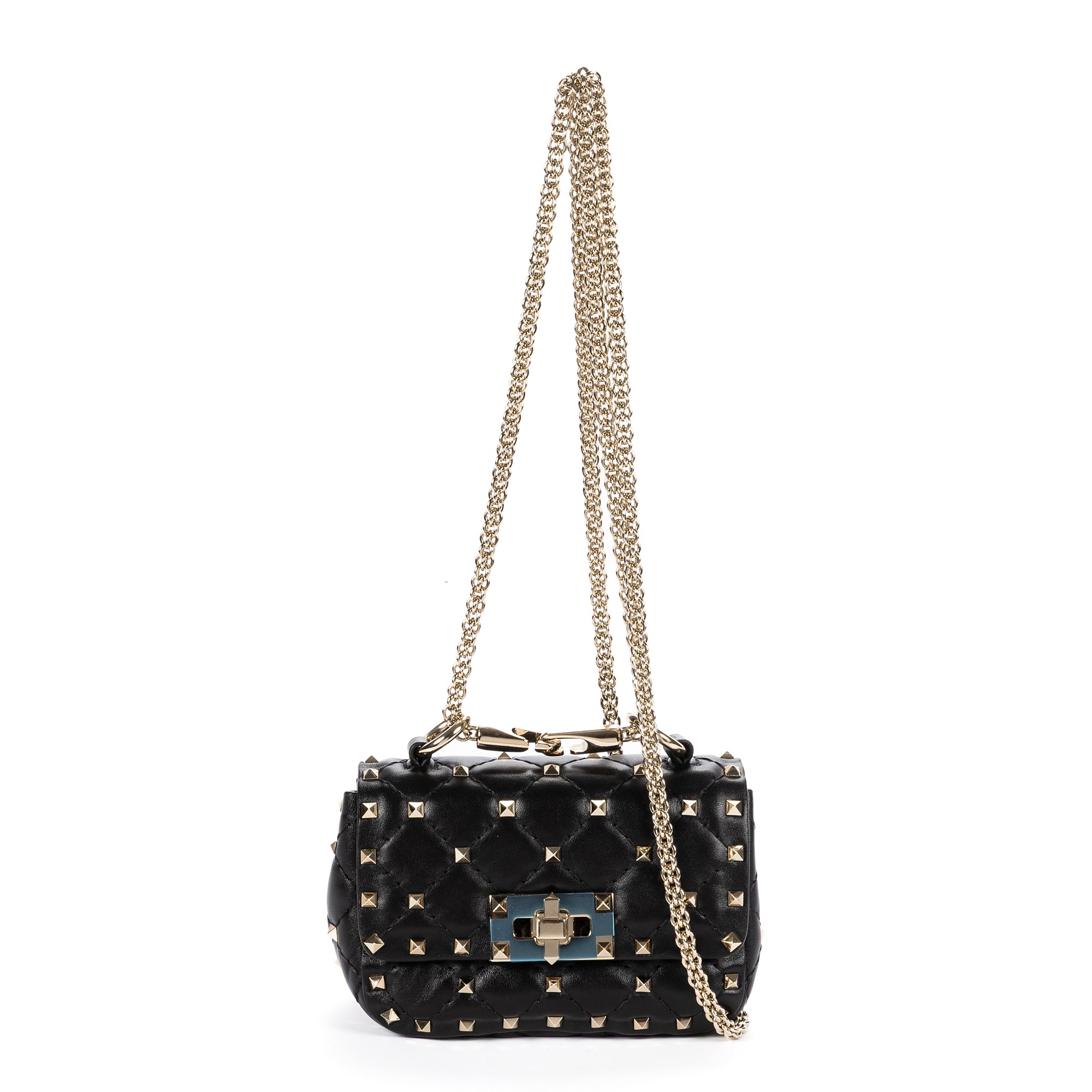 Shoulder Bag Mini Rockstud Spike Crossbody Mini Black Studded Quilted Calfskin Leather
