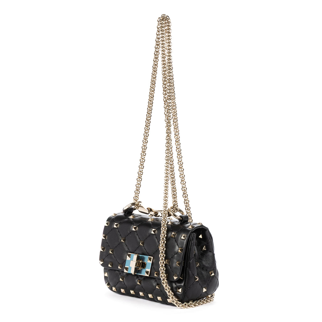 Shoulder Bag Mini Rockstud Spike Crossbody Mini Black Studded Quilted Calfskin Leather