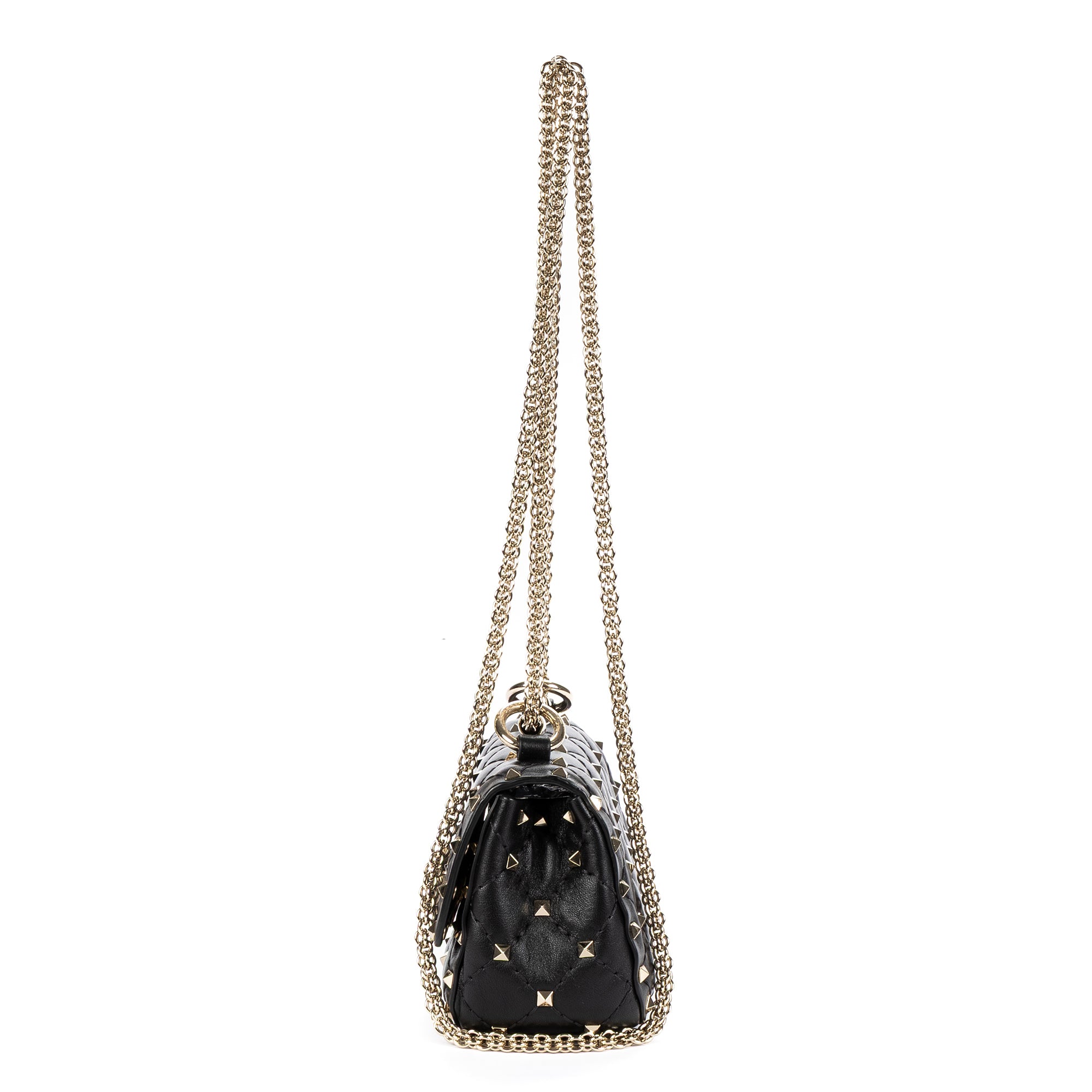 Shoulder Bag Mini Rockstud Spike Crossbody Mini Black Studded Quilted Calfskin Leather