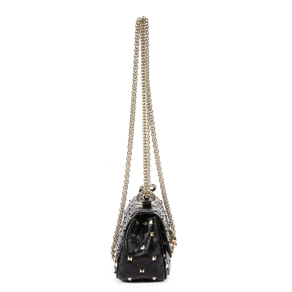 Shoulder Bag Mini Rockstud Spike Crossbody Mini Black Studded Quilted Calfskin Leather