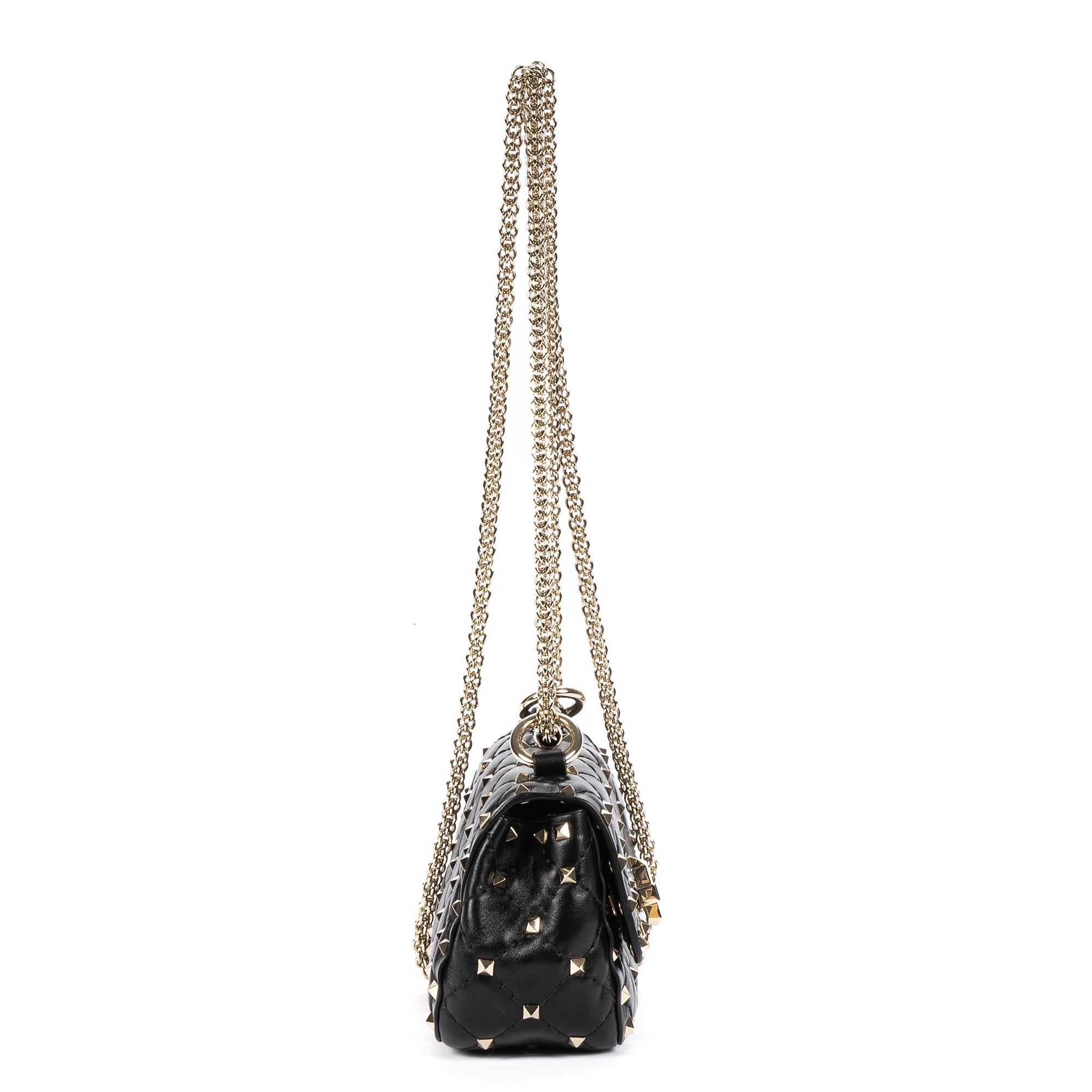 Shoulder Bag Mini Rockstud Spike Crossbody Mini Black Studded Quilted Calfskin Leather