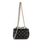 Shoulder Bag Mini Rockstud Spike Crossbody Mini Black Studded Quilted Calfskin Leather