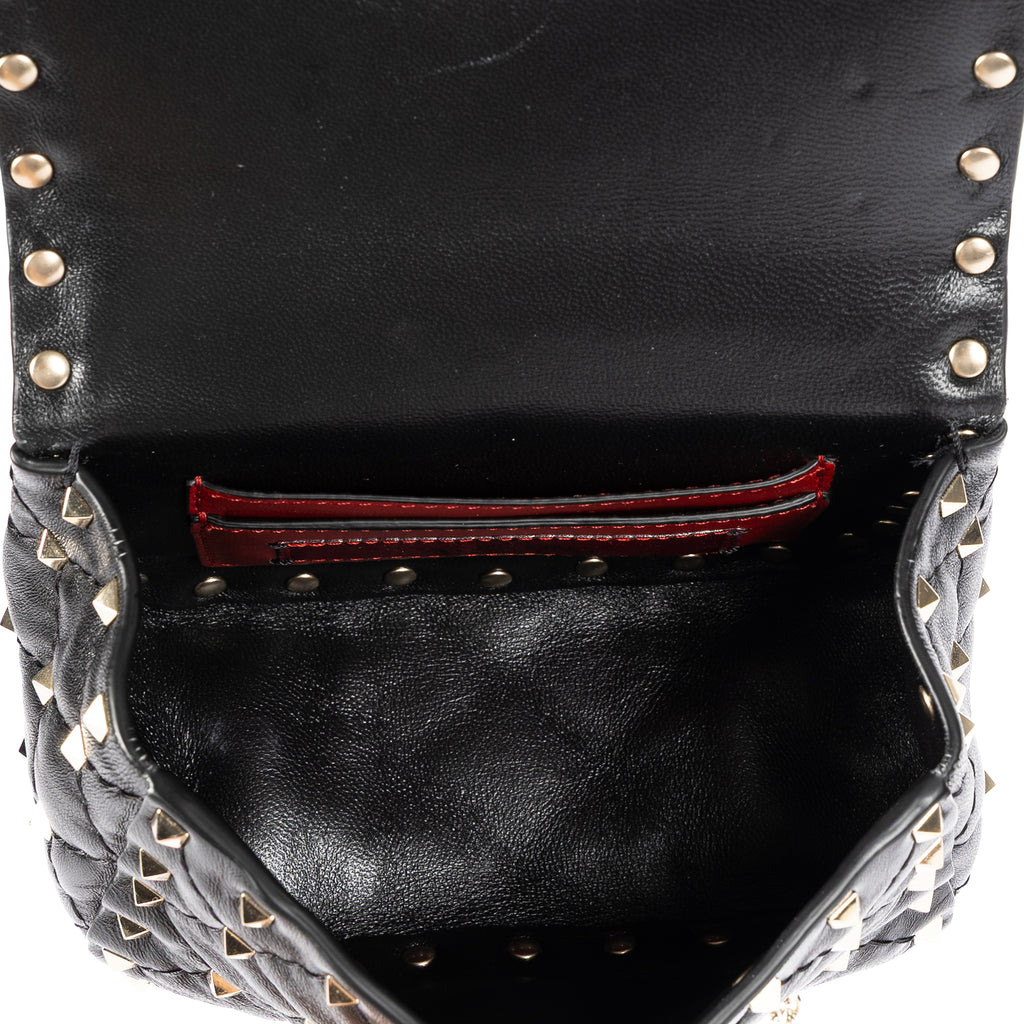 Shoulder Bag Mini Rockstud Spike Crossbody Mini Black Studded Quilted Calfskin Leather