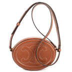 Shoulder Bag Oval Crossbody Tan Smooth Calfskin Leather