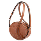 Shoulder Bag Oval Crossbody Tan Smooth Calfskin Leather