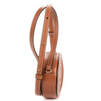 Bolso de Hombro Ovalado de Piel Lisa de Becerro Color Camel