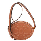 Shoulder Bag Oval Crossbody Tan Smooth Calfskin Leather